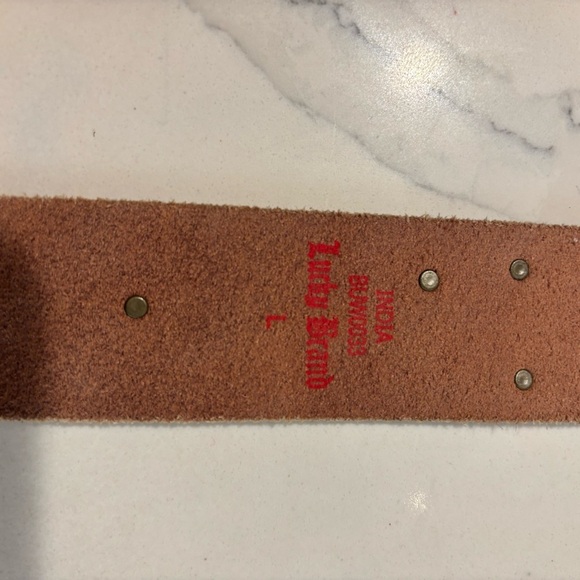 LUCKY BRAND Sz L Embroidered Floral Butterfly Brown Leather Belt - Picture 7 of 7